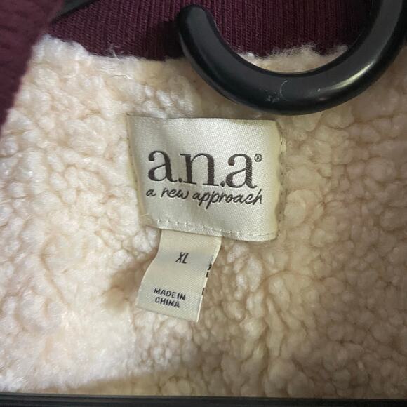 a.n.a Midweight Sherpa Lined Bomber Jacket in Port Wine, Sz XL -- NWT - Picture 10 of 12